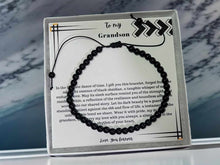 Load image into Gallery viewer, To My Grandson Love You Forever Generational Wisdom: Black Obsidian 4mm Beaded Bracelet