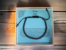 Load image into Gallery viewer, To My Son Love You Forever Hematite 4mm Beaded Bracelet for Your Son - Adjustable