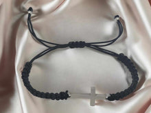 Load image into Gallery viewer, Black Robe Cross Bracelet Adjustable Bracelet Minimalist Cross Jewelry Dainty Bracelet