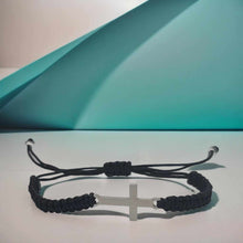Load image into Gallery viewer, Black Robe Cross Bracelet Adjustable Bracelet Minimalist Cross Jewelry Dainty Bracelet