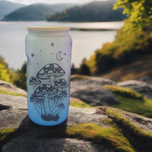 Load image into Gallery viewer, Mushrooms Beer Can Glass | Boho Coffee Glass | Aesthetic 20 oz