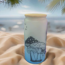 Load image into Gallery viewer, Mushrooms Beer Can Glass | Boho Coffee Glass | Aesthetic 20 oz