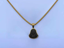 Load image into Gallery viewer, Black Obsidian Buddha Gold Outlined Necklace 20 inches