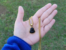 Load image into Gallery viewer, Black Obsidian Buddha Gold Outlined Necklace 20 inches