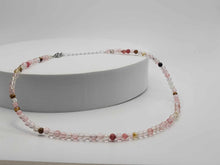 Load image into Gallery viewer, Strawberry Quartz 4mm adjustable Choker Necklace Silver tone Gorgeous Choker