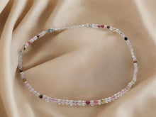 Load image into Gallery viewer, Strawberry Quartz 4mm adjustable Choker Necklace Silver tone Gorgeous Choker