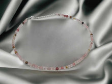Load image into Gallery viewer, Strawberry Quartz 4mm adjustable Choker Necklace Silver tone Gorgeous Choker