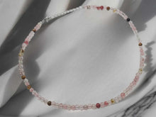 Load image into Gallery viewer, Strawberry Quartz 4mm adjustable Choker Necklace Silver tone Gorgeous Choker