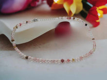 Load image into Gallery viewer, Strawberry Quartz 4mm adjustable Choker Necklace Silver tone Gorgeous Choker
