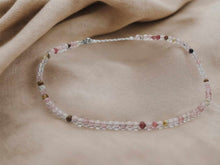 Load image into Gallery viewer, Strawberry Quartz 4mm adjustable Choker Necklace Silver tone Gorgeous Choker