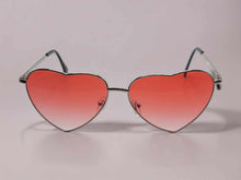 Load image into Gallery viewer, Heart Shape Heart Sunglasses Retro Vintage Silver Frame Pink Lenses