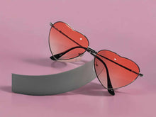 Load image into Gallery viewer, Heart Shape Heart Sunglasses Retro Vintage Silver Frame Pink Lenses