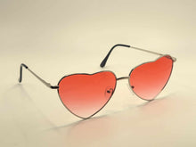 Load image into Gallery viewer, Heart Shape Heart Sunglasses Retro Vintage Silver Frame Pink Lenses