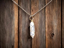 Load image into Gallery viewer, Elegant Gold Wire Wrapped Howite Point Necklace - 18 Inches