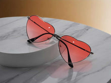 Load image into Gallery viewer, Heart Shape Heart Sunglasses Retro Vintage Silver Frame Pink Lenses