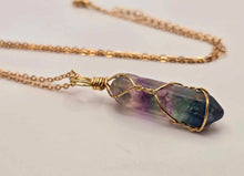 Load image into Gallery viewer, Elegant Gold Wire Wrapped Fluorite Point Necklace - Perfect Gift for Her