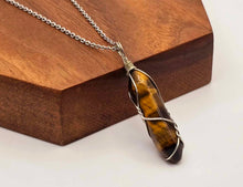 Load image into Gallery viewer, Elegant Silver Wire Wrapped Amazonite Agate Point Necklace - A Stylish Gift for Her