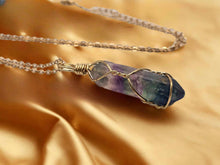 Load image into Gallery viewer, Elegant Gold Wire Wrapped Fluorite Point Necklace - Perfect Gift for Her