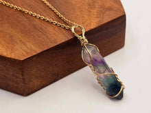 Load image into Gallery viewer, Elegant Gold Wire Wrapped Fluorite Point Necklace - Perfect Gift for Her