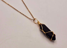 Load image into Gallery viewer, Elegant Gold Wire Wrapped Lapis Lazuli Point Necklace - Stunning 18-Inch
