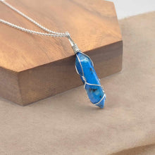 Load image into Gallery viewer, Blue Dalmation Jasper Handmade Point Necklace Silver Tone