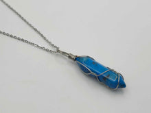 Load image into Gallery viewer, Blue Dalmation Jasper Handmade Point Necklace Silver Tone