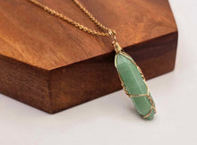 Load image into Gallery viewer, Elegant Gold Wire Wrapped Green Aventurine Point Necklace - Stunning Gift