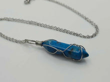 Load image into Gallery viewer, Blue Dalmation Jasper Handmade Point Necklace Silver Tone