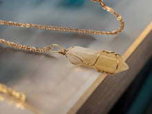 Load image into Gallery viewer, Elegant Gold Wire-Wrapped Citrine Point Necklace - Stunning Gift for Her