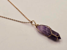 Load image into Gallery viewer, Elegant Gold Wire Wrapped Amethyst Point Necklace - Perfect Gift for Her