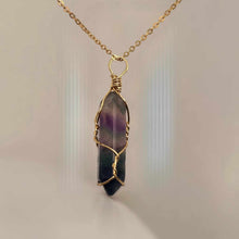 Load image into Gallery viewer, Elegant Gold Wire Wrapped Fluorite Point Necklace - Perfect Gift for Her
