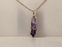 Load image into Gallery viewer, Elegant Gold Wire Wrapped Amethyst Point Necklace - Perfect Gift for Her