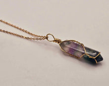 Load image into Gallery viewer, Elegant Gold Wire Wrapped Fluorite Point Necklace - Perfect Gift for Her