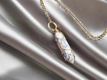 Load image into Gallery viewer, Elegant Gold Wire Wrapped Howite Point Necklace - 18 Inches