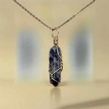 Load image into Gallery viewer, Elegant Gold Wire Wrapped Blue Sodalite Point Necklace - 18 Inches