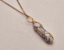 Load image into Gallery viewer, Elegant Gold Wire Wrapped Howite Point Necklace - 18 Inches