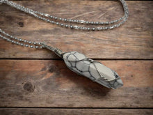 Load image into Gallery viewer, Elegant Silver Wire-Wrapped Howlite Point Necklace - Perfect Gift for Her