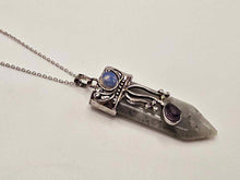 Load image into Gallery viewer, Ethereal Labradorite Point Necklace - Radiant Beauty in Silver Tone (18 inches)