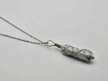 Load image into Gallery viewer, Elegant Silver Wire-Wrapped Howlite Point Necklace - Perfect Gift for Her