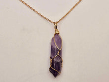 Load image into Gallery viewer, Elegant Gold Wire Wrapped Amethyst Point Necklace - Perfect Gift for Her