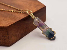 Load image into Gallery viewer, Elegant Gold Wire Wrapped Fluorite Point Necklace - Perfect Gift for Her