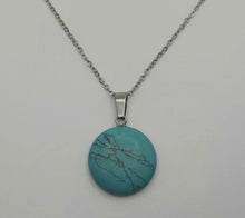 Load image into Gallery viewer, Elegant Turquoise Crystal Necklace - 18 Inches, Silver Tone Turquoise Necklace