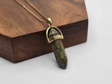Load image into Gallery viewer, Natural Unakite Handmade Point Necklace Hexagon Chain Pendant Necklace