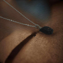 Load image into Gallery viewer, Natural Raw black tourmaline pendant necklace Sterling Silver