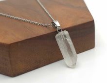 Load image into Gallery viewer, Clear Quartz Handmade Point Necklace Hexagon Chain Pendant Silver