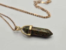 Load image into Gallery viewer, Natural Unakite Handmade Point Necklace Hexagon Chain Pendant Necklace