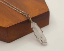 Load image into Gallery viewer, Clear Quartz Handmade Point Necklace Hexagon Chain Pendant