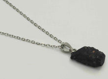 Load image into Gallery viewer, Natural Raw black tourmaline pendant necklace Sterling Silver