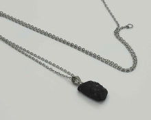 Load image into Gallery viewer, Natural Raw black tourmaline pendant necklace Sterling Silver