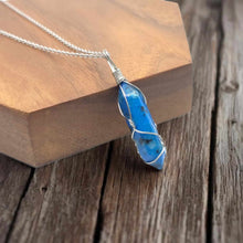 Load image into Gallery viewer, Blue Dalmation Jasper Handmade Point Necklace Silver Tone